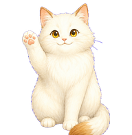 Luna, the watercolor cat companion in Glowz, waving